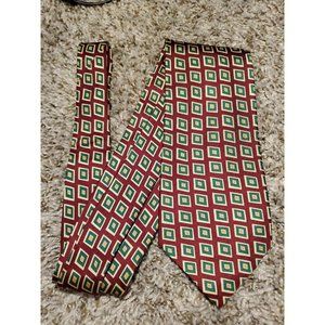 Richel Royal Men's Tie Gold & Red Geometric Silk Necktie 3.5 in.
